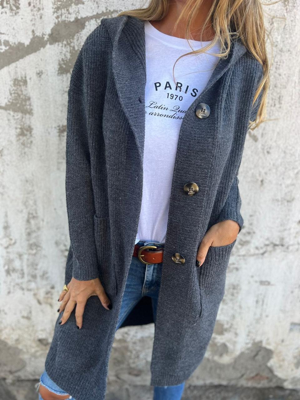Leni | Elegante lange Damen Strickjacke für Herbst
