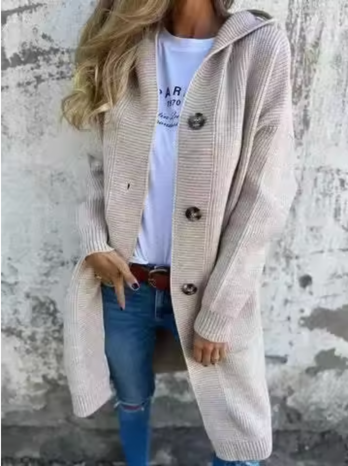 Leni | Elegante lange Damen Strickjacke für Herbst