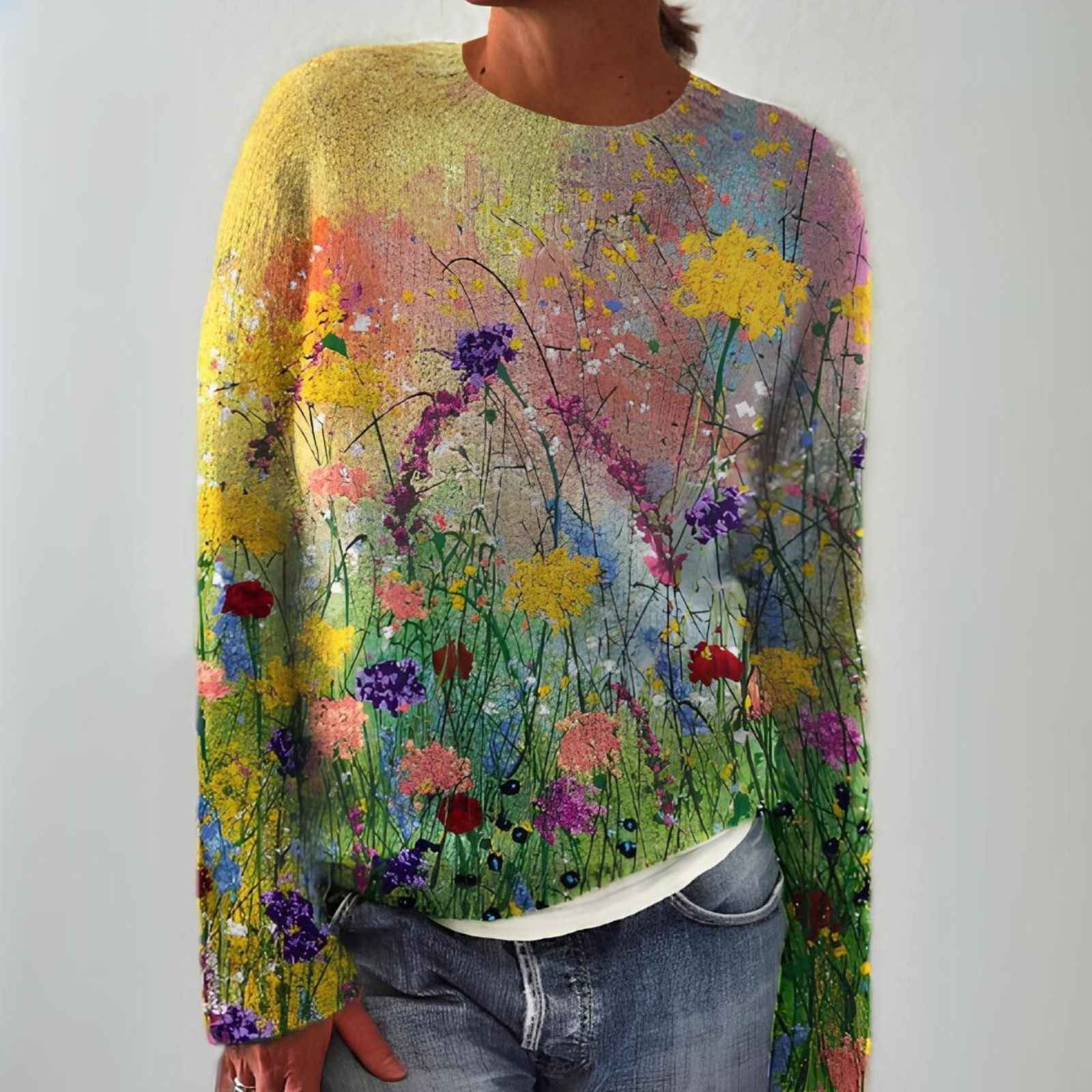 Laura | Eleganter Damen Pullover mit Blumenmuster