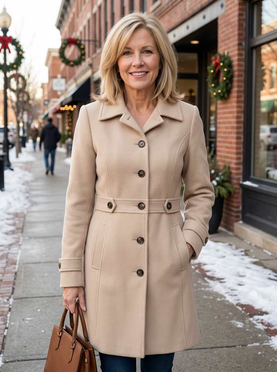 Lena | Eleganter Klassischer Wollmisch-Trenchcoat für Damen