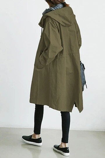 Ella | Eleganter Langer Kapuzen-Trenchcoat für Damen