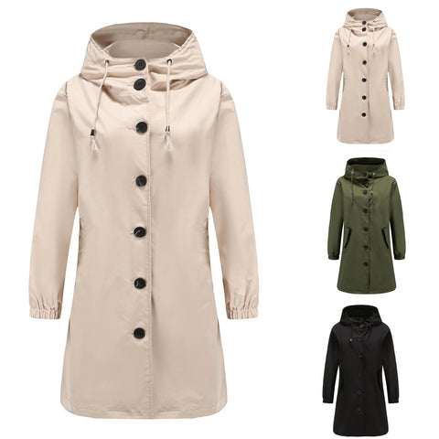 Ella | Eleganter Langer Kapuzen-Trenchcoat für Damen