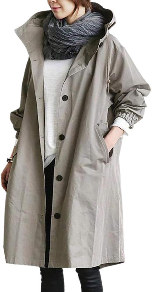 Ella | Eleganter Langer Kapuzen-Trenchcoat für Damen