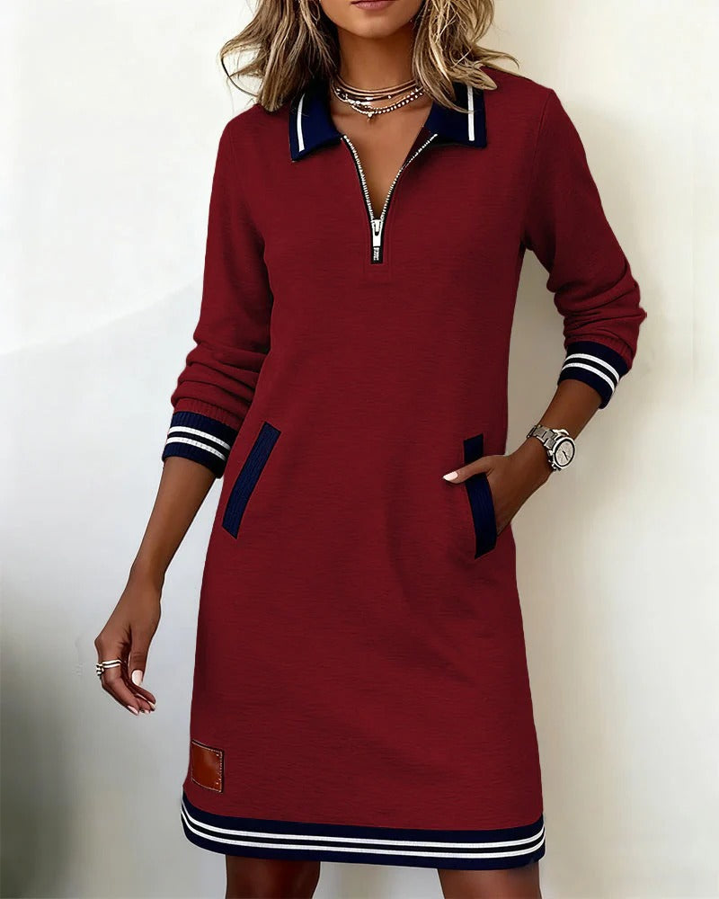 Ida | Elegantes Damen Baumwoll Abendkleid mit Langärmeln
