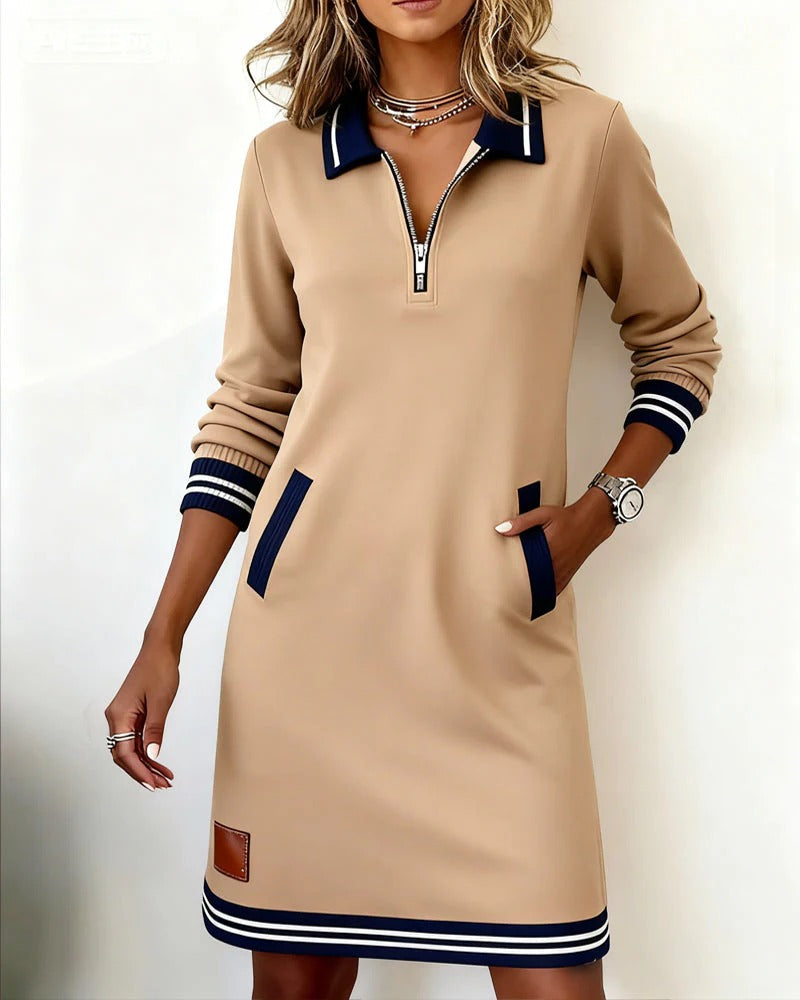 Ida | Elegantes Damen Baumwoll Abendkleid mit Langärmeln