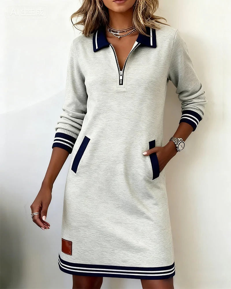 Ida | Elegantes Damen Baumwoll Abendkleid mit Langärmeln