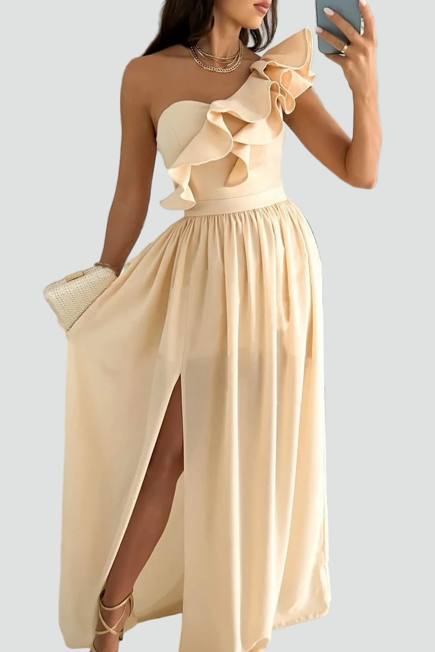 Laura | Elegantes Damen Cocktailkleid Maxi mit Volant