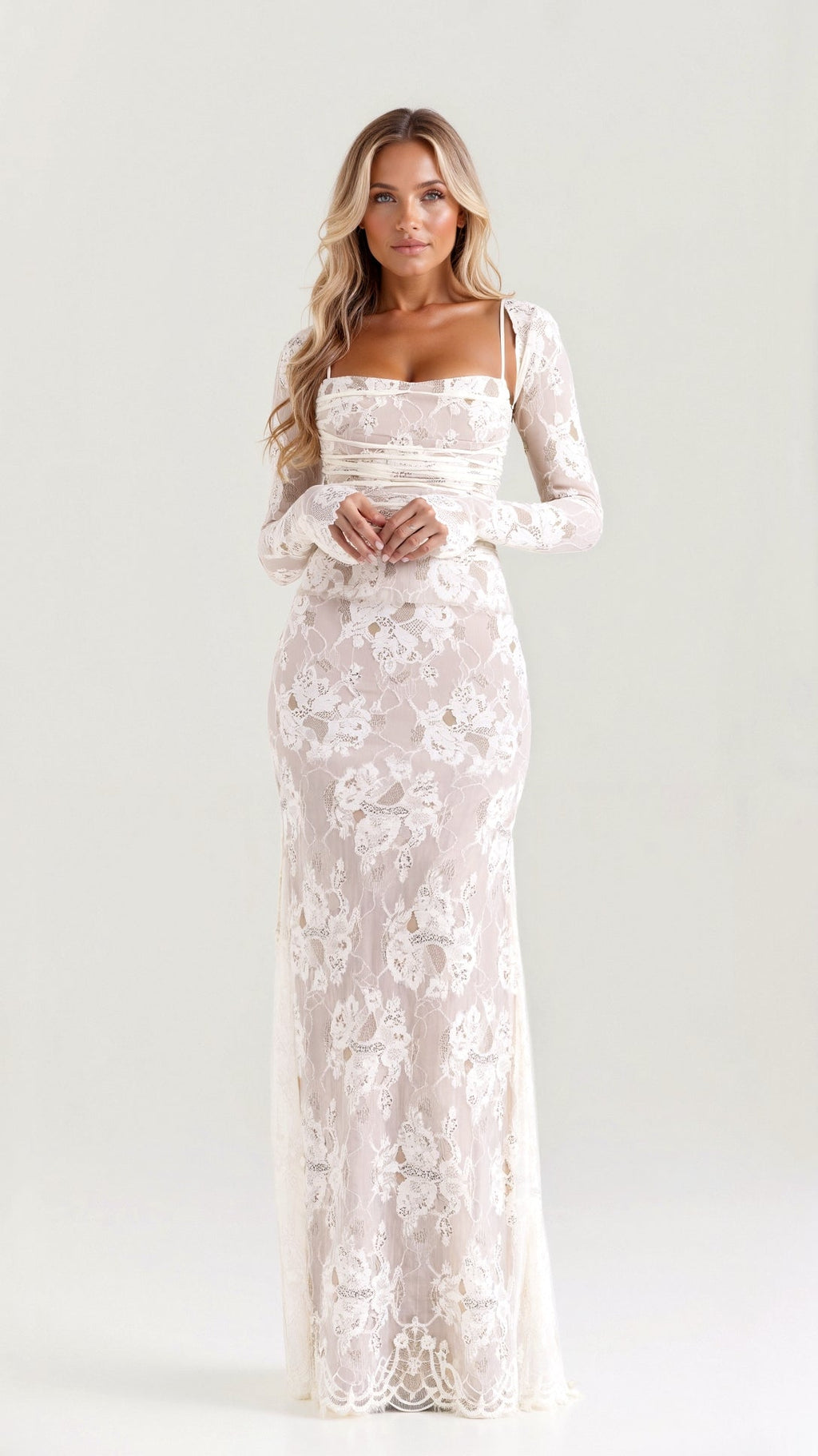 Charlotte | Elegantes Damen Maxikleid für Hochzeitsgäste mit feiner Spitze