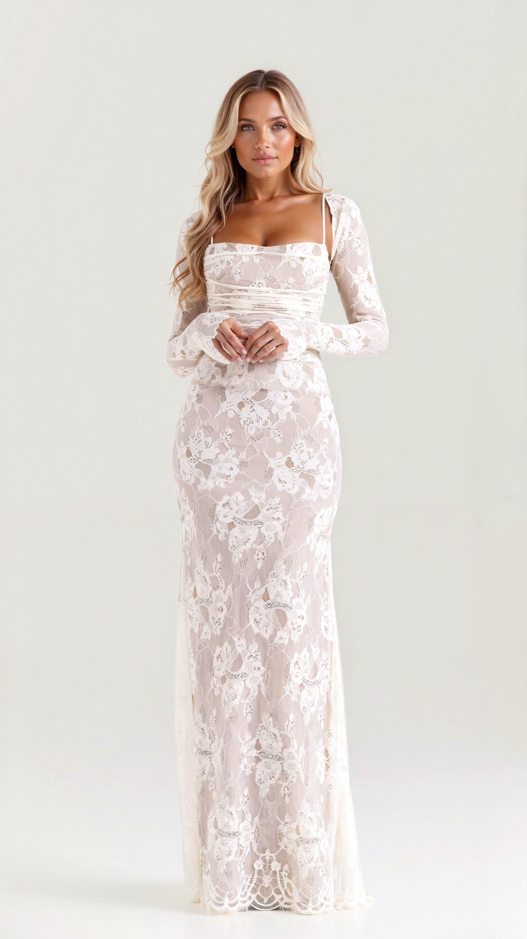Charlotte | Elegantes Damen Maxikleid für Hochzeitsgäste mit feiner Spitze