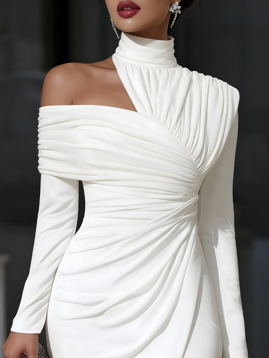 Emma | Elegantes Damen Maxikleid mit asymmetrischem Ein-Schulter-Ausschnitt für Hochzeitsgäste und formale Abende