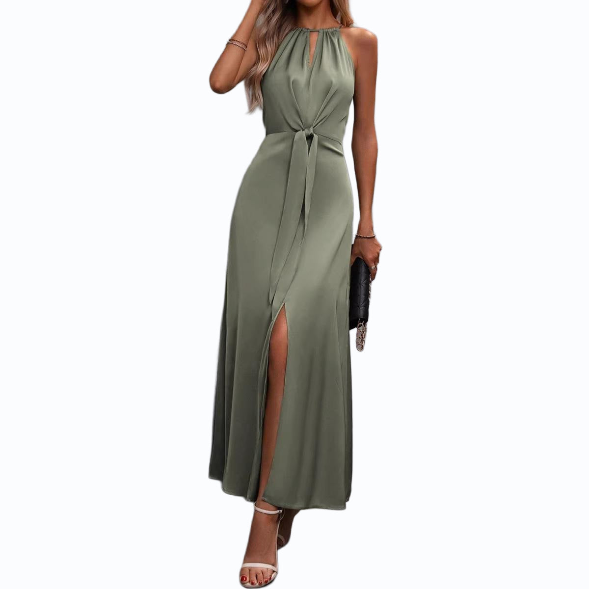 Lena | Elegantes Damen Maxikleid mit fließendem Wickeltop für Hochzeitsgäste im warmen Sommer