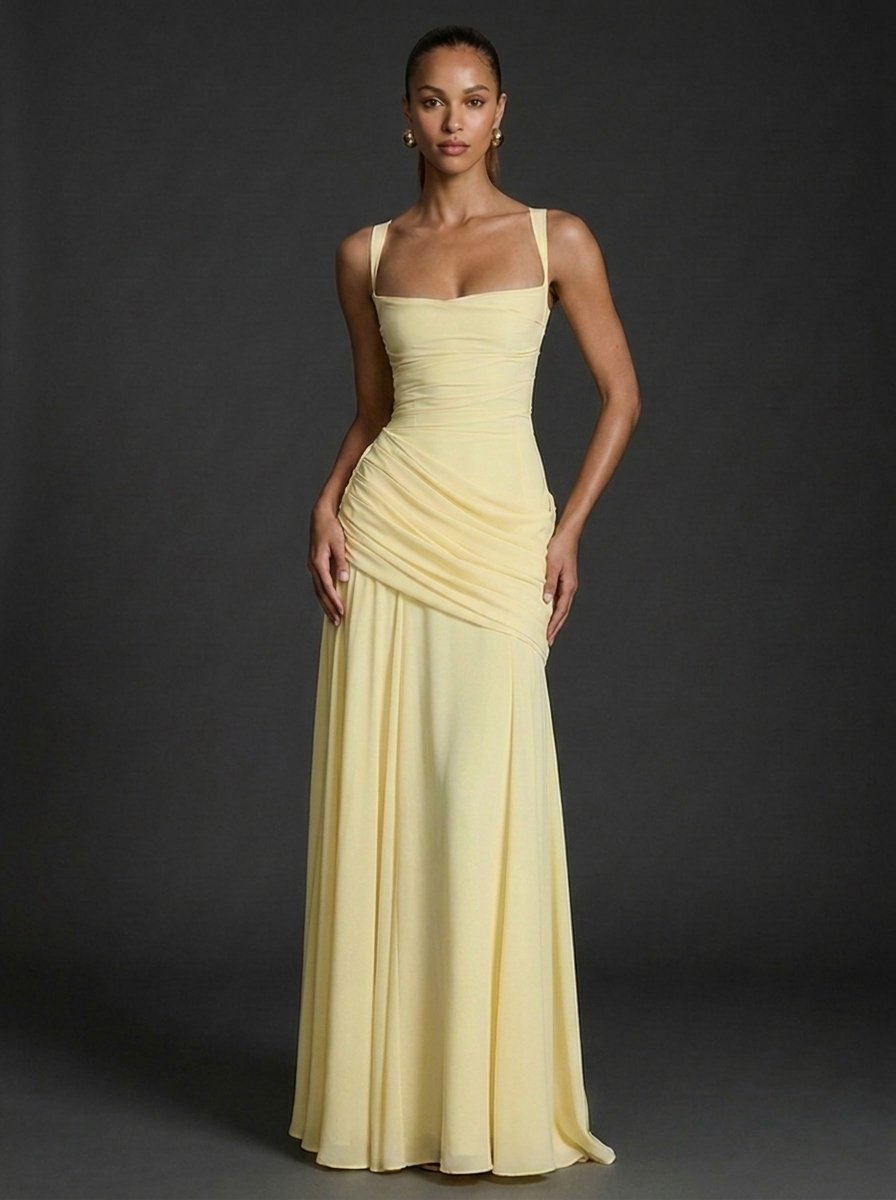 Katharina | Elegantes Damen Maxikleid mit Raffungen
