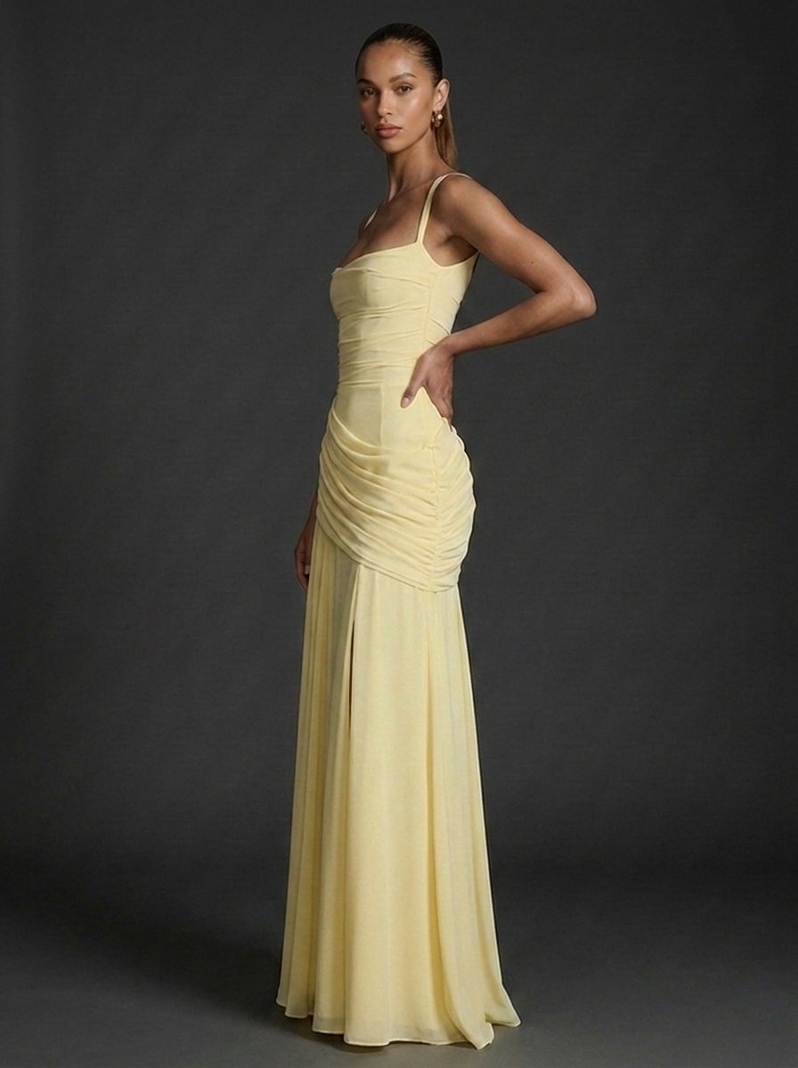 Katharina | Elegantes Damen Maxikleid mit Raffungen