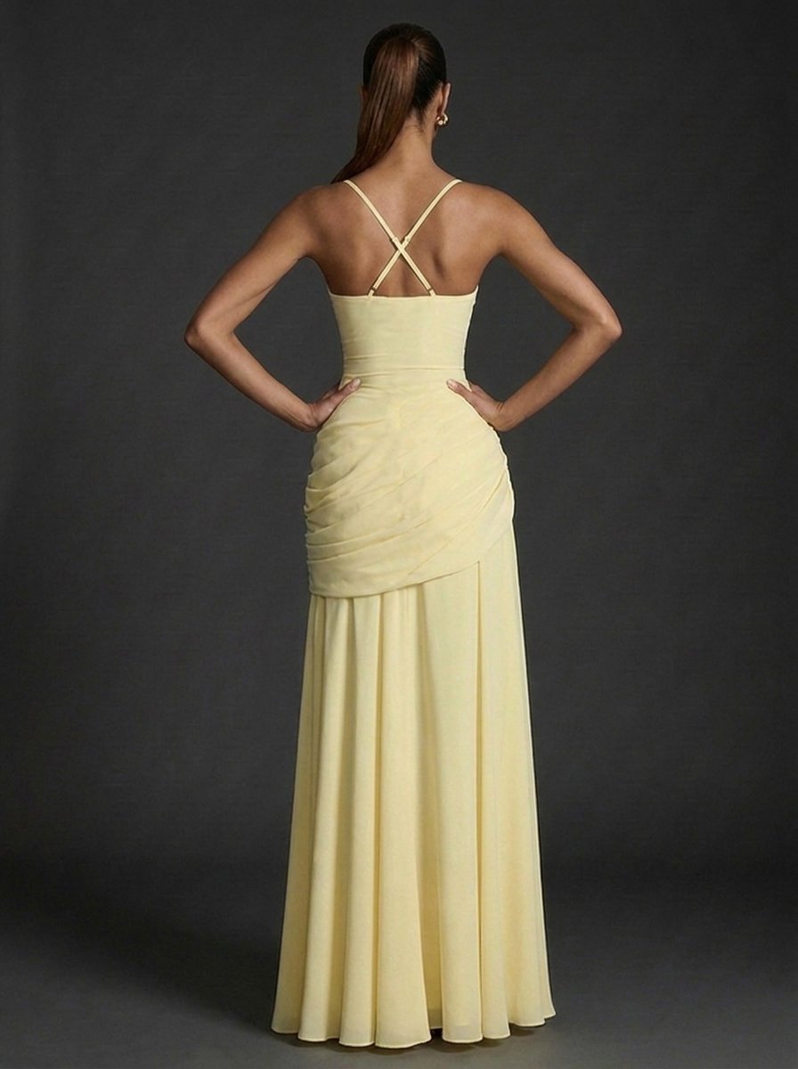 Katharina | Elegantes Damen Maxikleid mit Raffungen