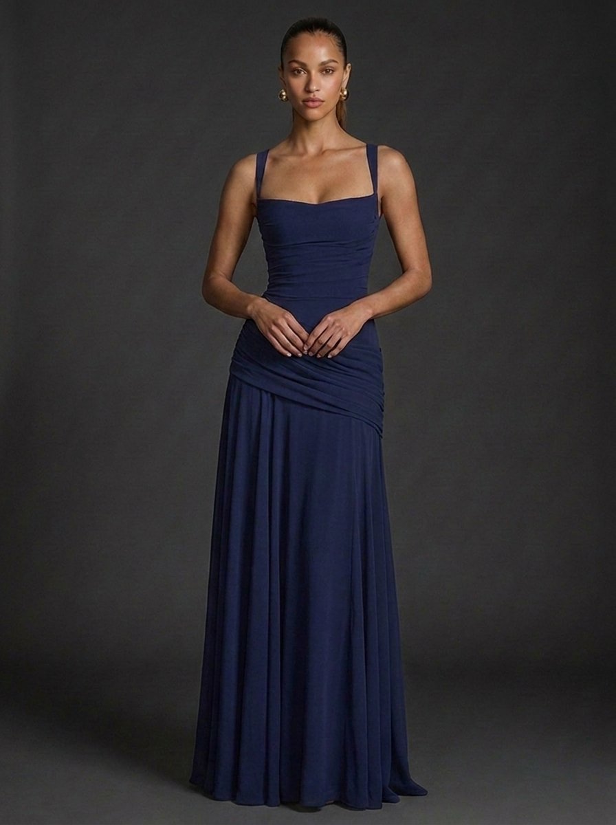 Katharina | Elegantes Damen Maxikleid mit Raffungen