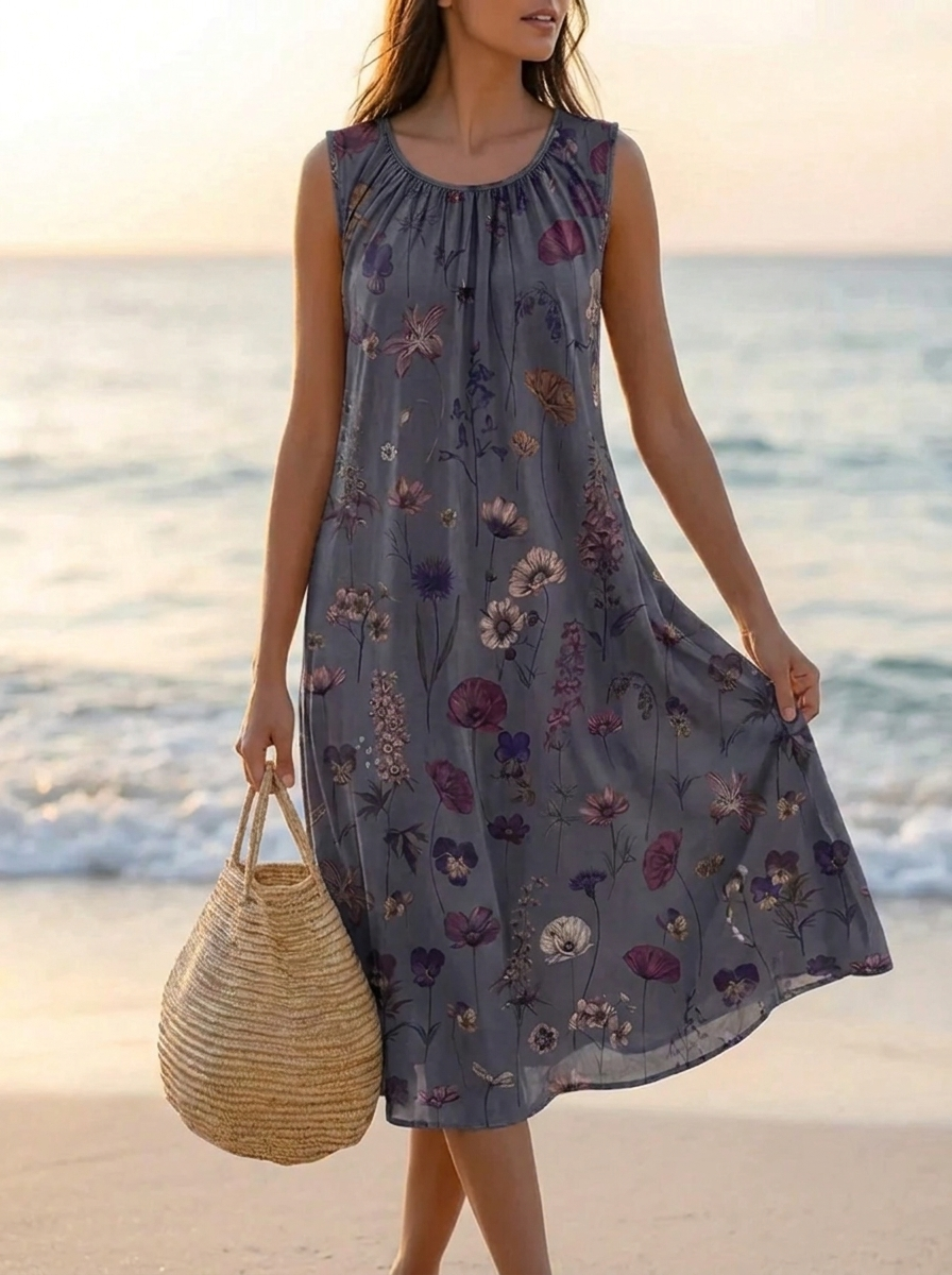 Marlene | Elegantes Midi-Kleid mit verspieltem Blumendruck