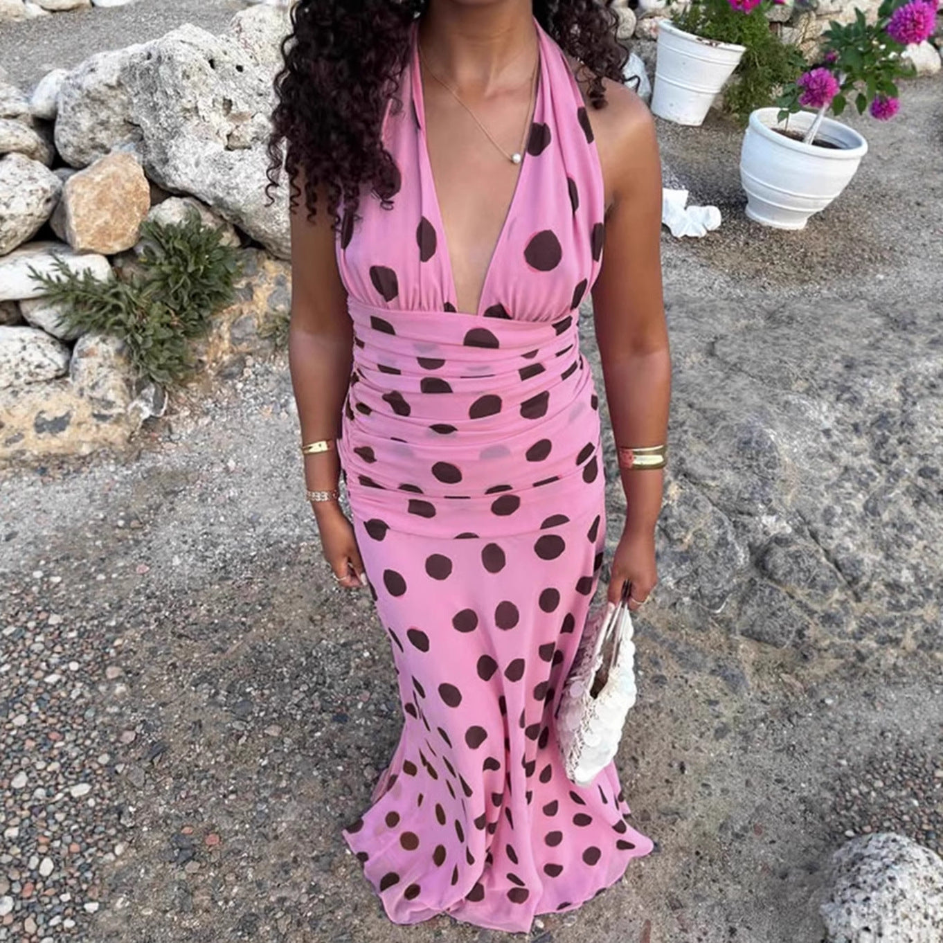 Nora | Elegantes Polka-Punkt Maxikleid