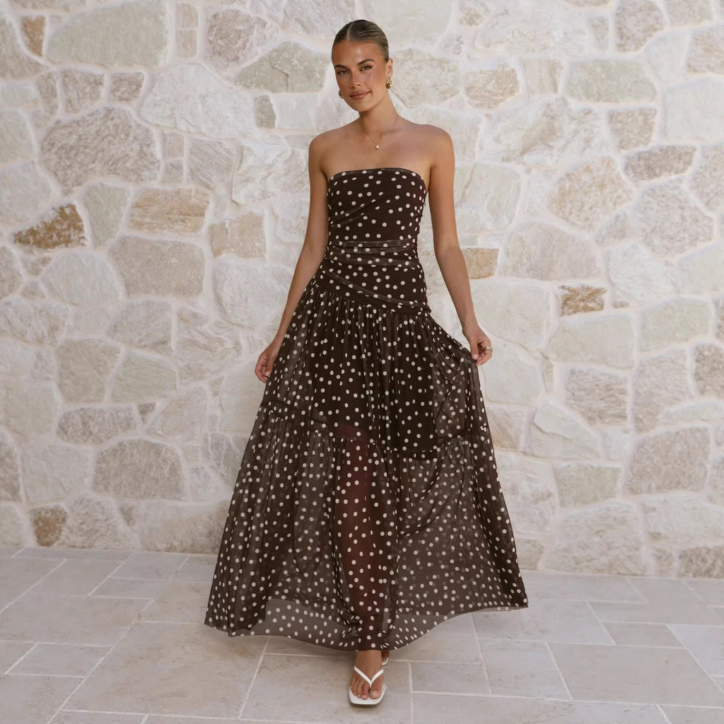 Theresa | Elegantes Polka-Punkt-Maxikleid für den Sommer