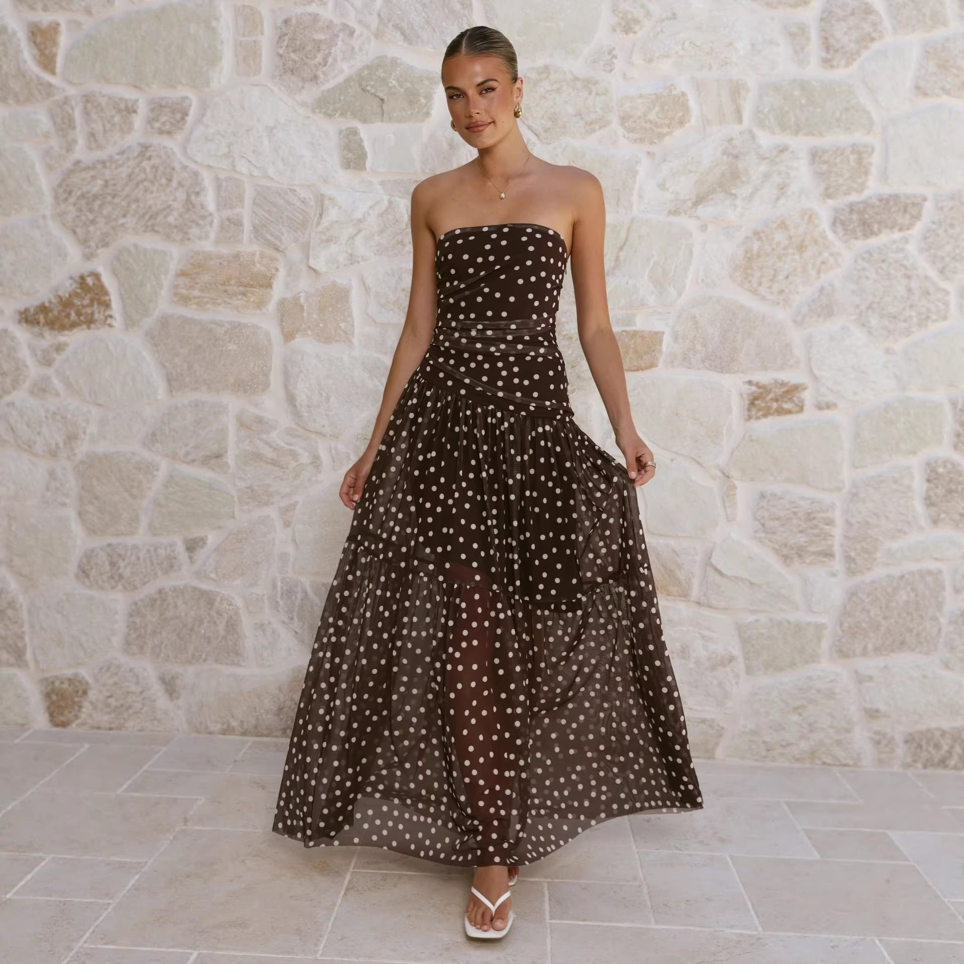 Theresa | Elegantes Polka-Punkt-Maxikleid für den Sommer