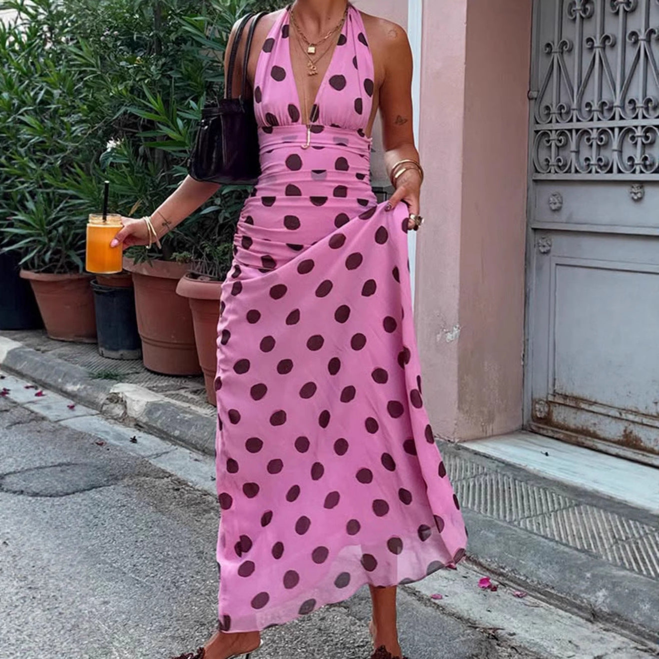Nora | Elegantes Polka-Punkt Maxikleid