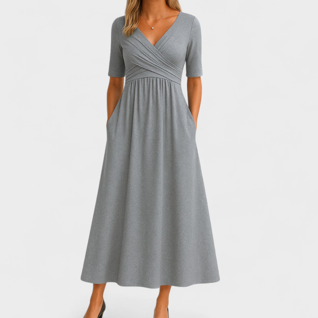 Antonia | Elegantes Wickelmidikleid für den Alltag