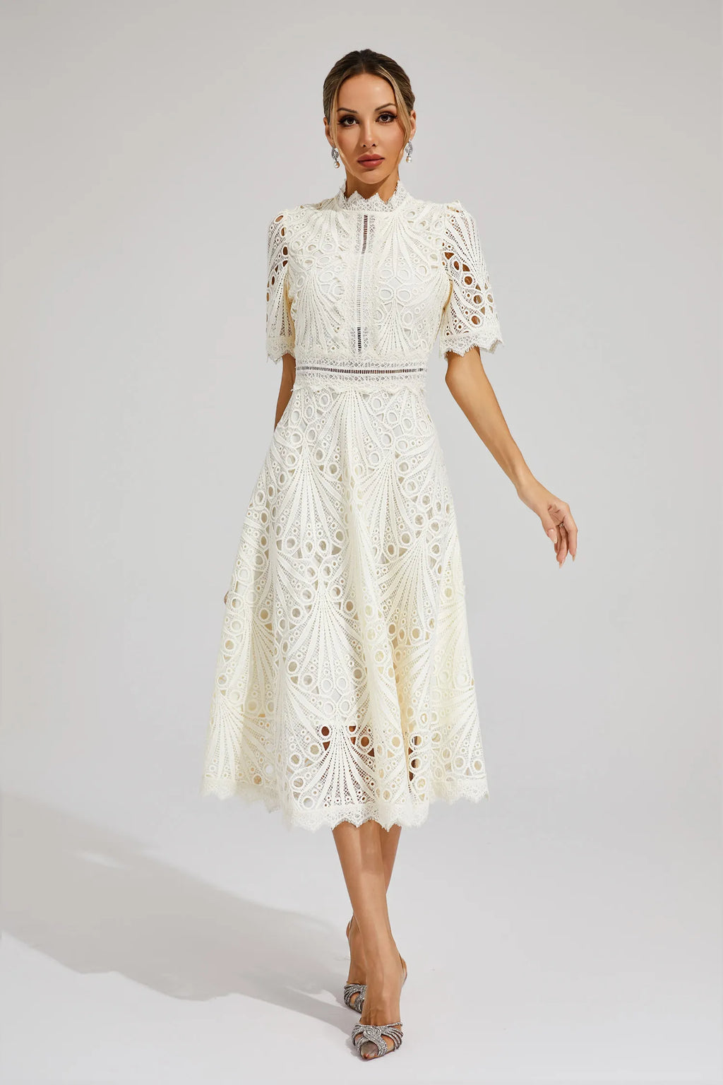 Elfriede | Damen Spitzenkleid Midi Hochzeit