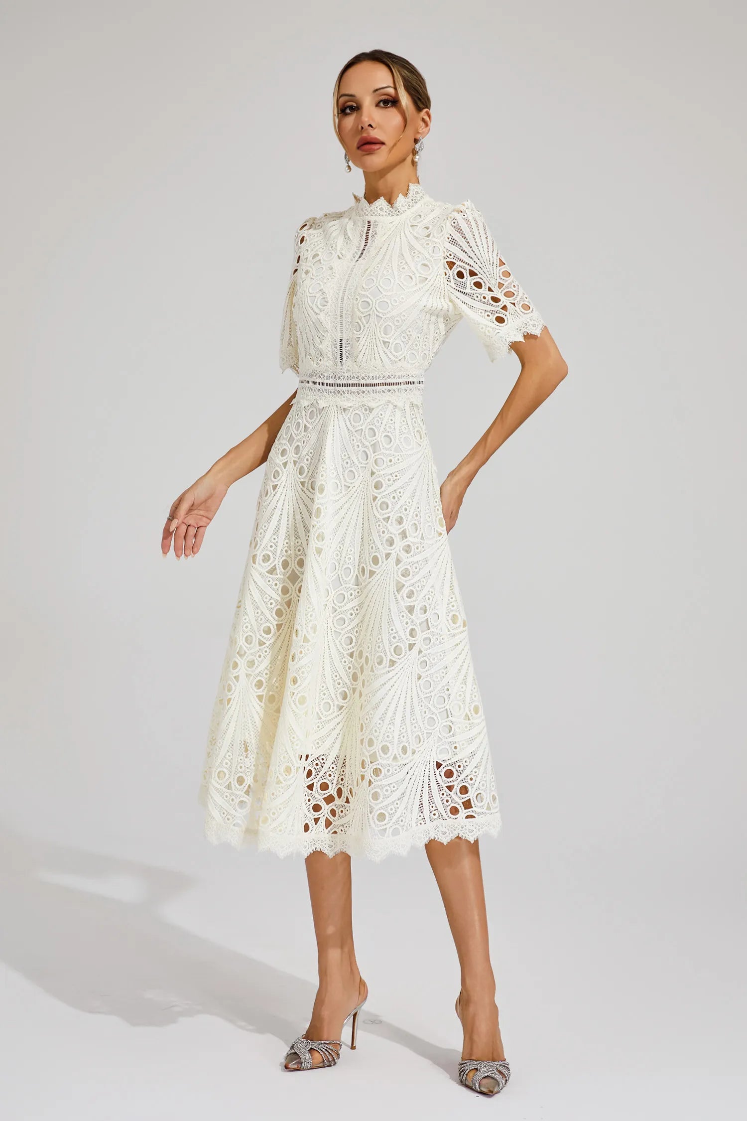 Elfriede | Damen Spitzenkleid Midi Hochzeit