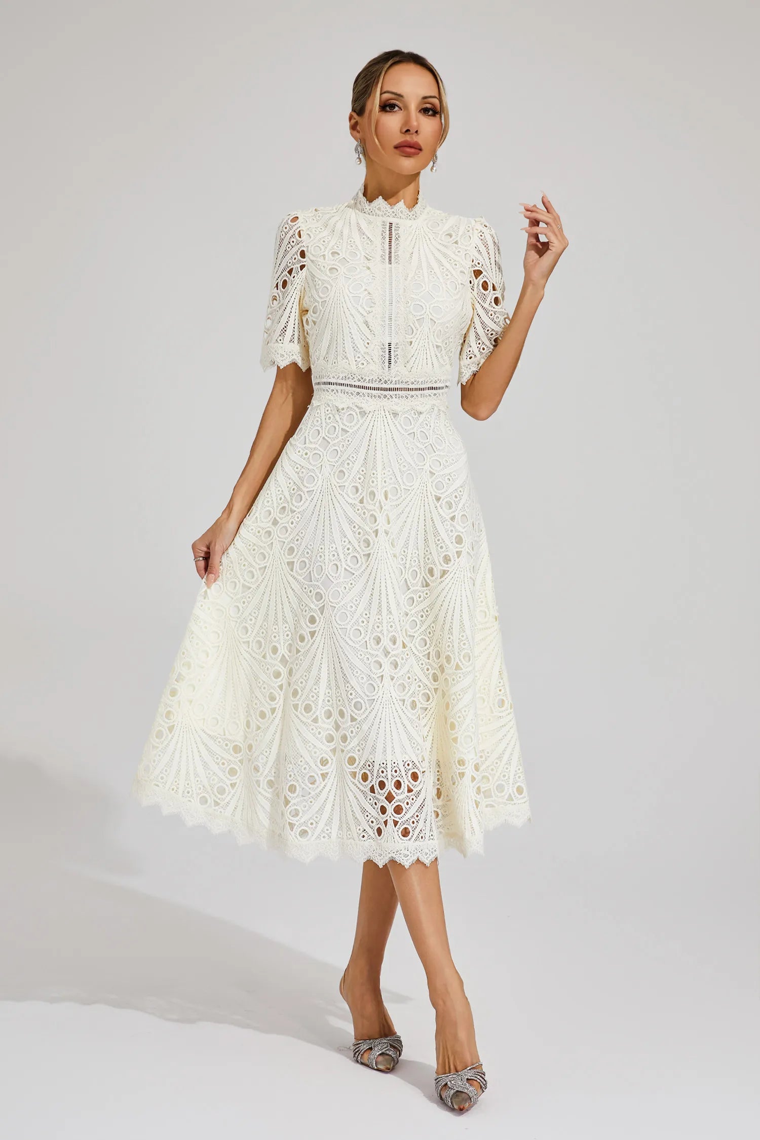 Elfriede | Damen Spitzenkleid Midi Hochzeit