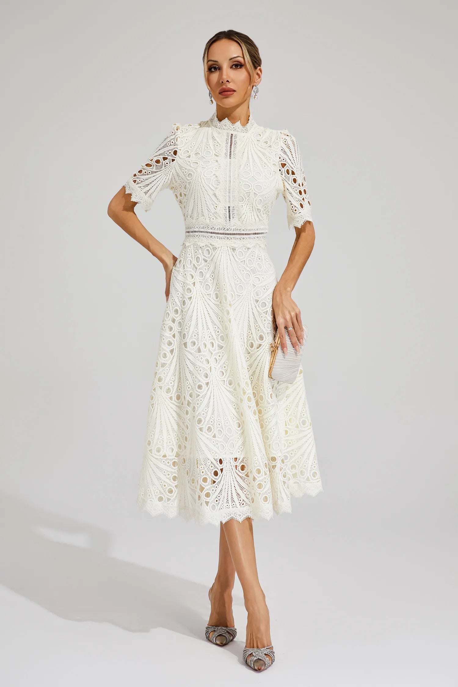 Elfriede | Damen Spitzenkleid Midi Hochzeit