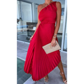 Elinor | Damen Maxi Kleid Für Hochzeitsgast Ein Schulter Falten Stil