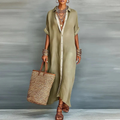 Elli | Damen Locker Leinen Maxikleid