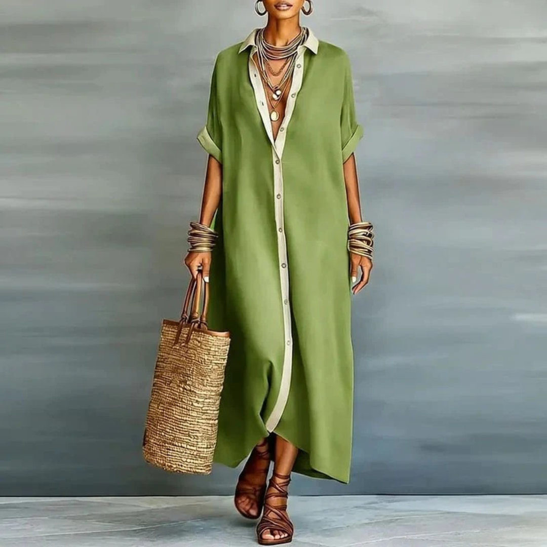 Elli | Damen Locker Leinen Maxikleid