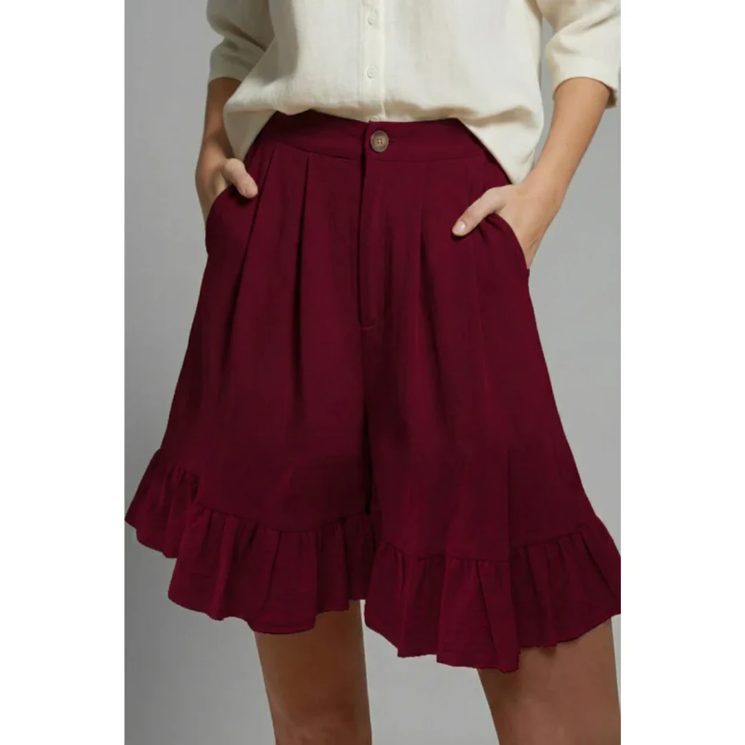 Enya | Damen Shorts Rüschen Saum Urlaub – Rüschen Shorts Damen Sommer 2026