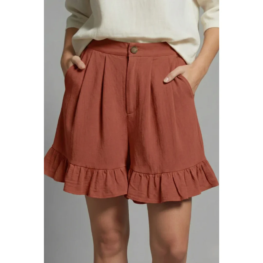 Enya | Damen Shorts Rüschen Saum Urlaub – Rüschen Shorts Damen Sommer 2026