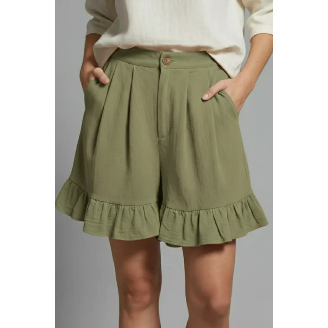 Enya | Damen Shorts Rüschen Saum Urlaub – Rüschen Shorts Damen Sommer 2026