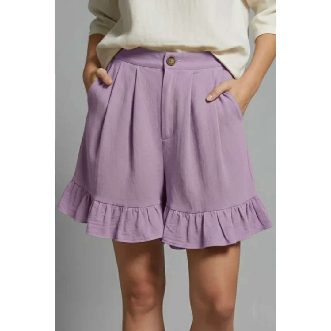 Enya | Damen Shorts Rüschen Saum Urlaub – Rüschen Shorts Damen Sommer 2026