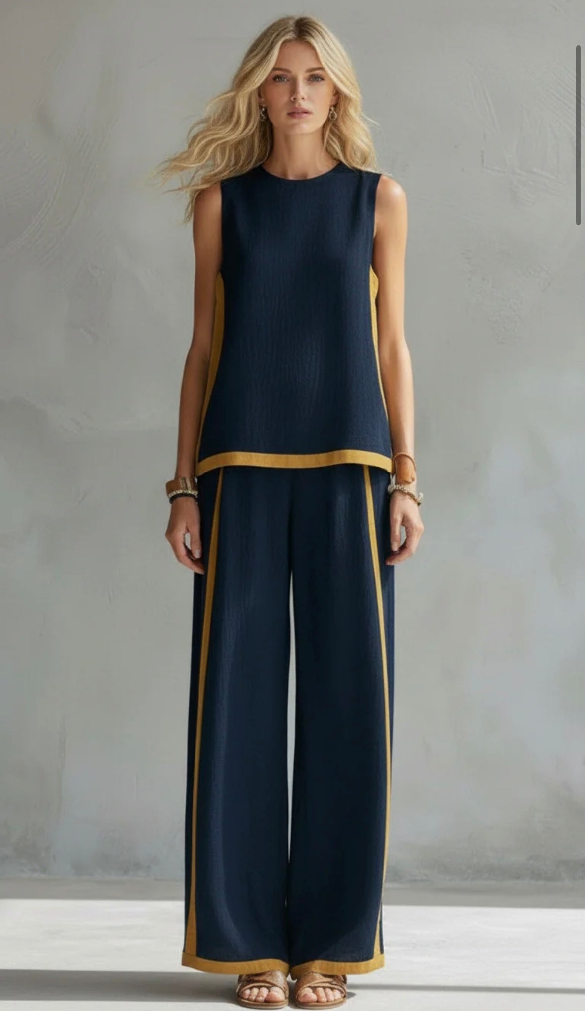 Estelle | Damen Zweiteiler Ärmellos Set mit Weiter Hose