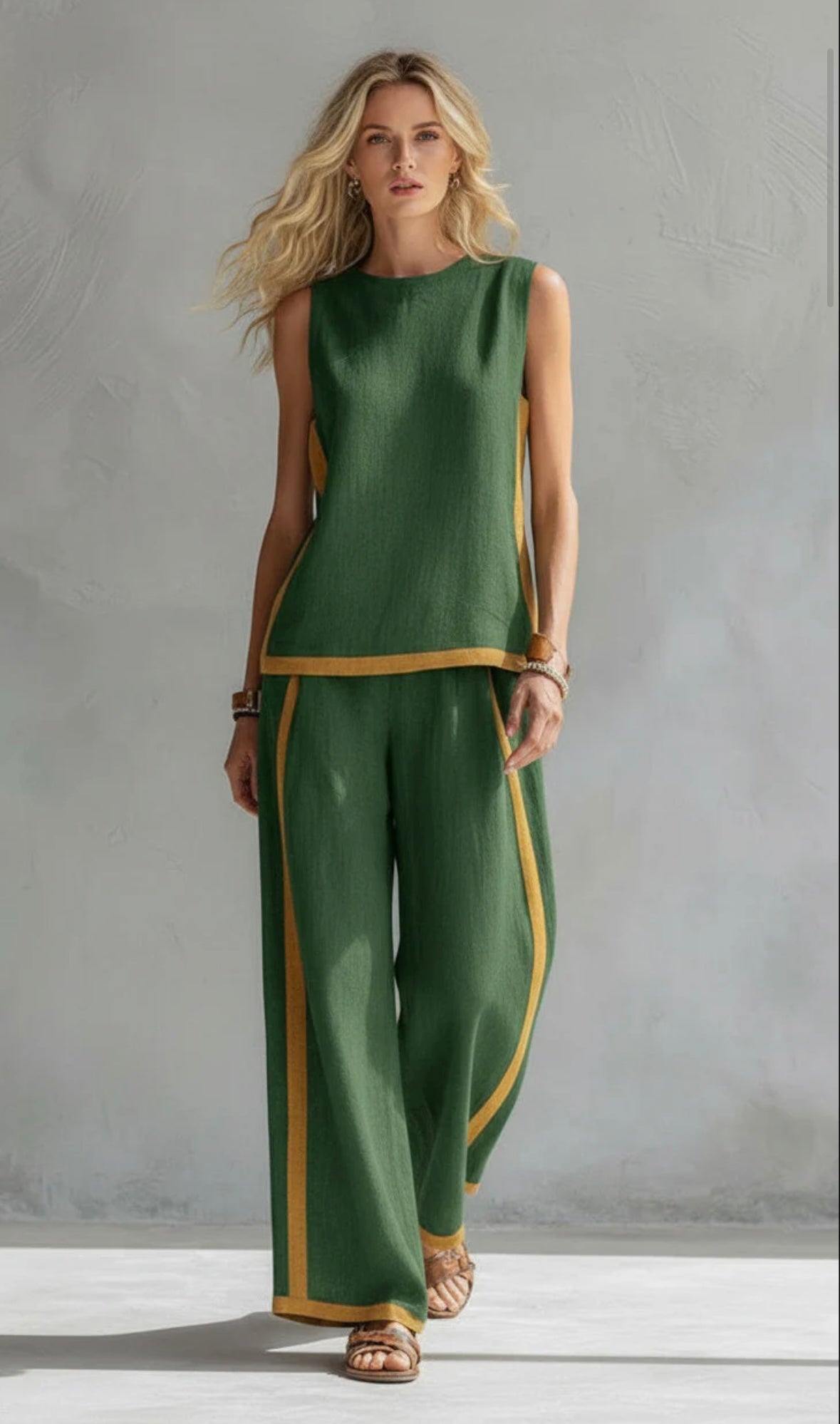 Estelle | Damen Zweiteiler Ärmellos Set mit Weiter Hose