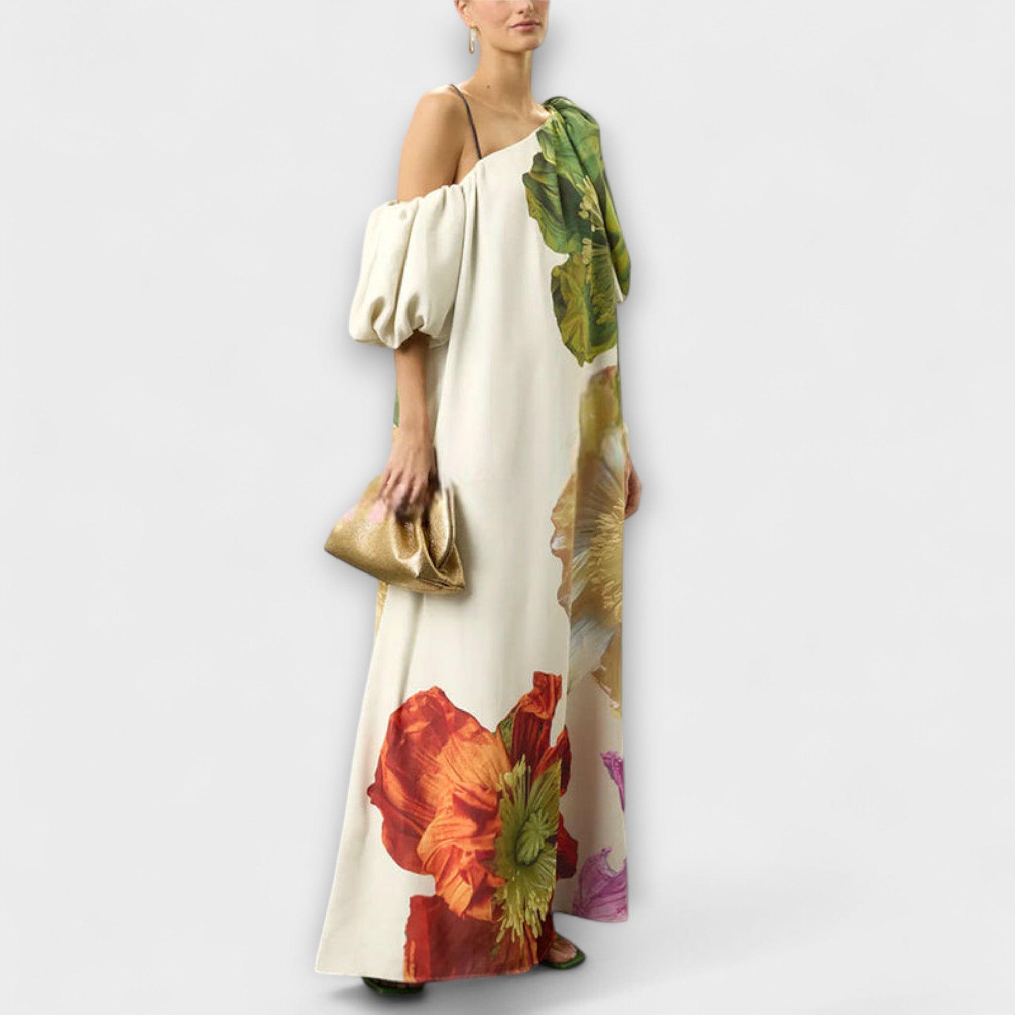 Eulalie | Damen One-Shoulder Asymmetrisches Maxikleid