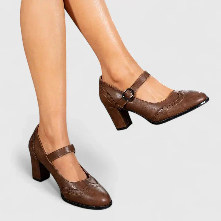 Evangelyn | Damen Mary Jane Pumps mit Blockabsatz