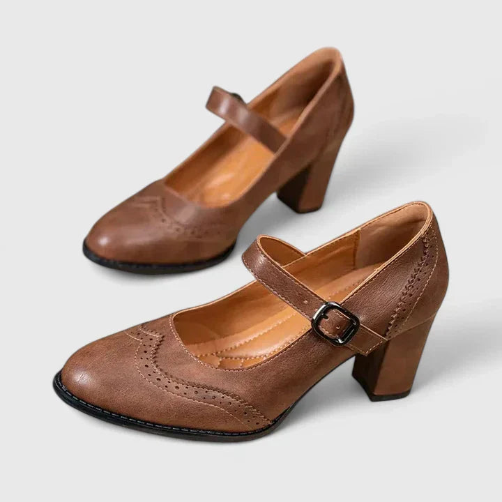 Evangelyn | Damen Mary Jane Pumps mit Blockabsatz