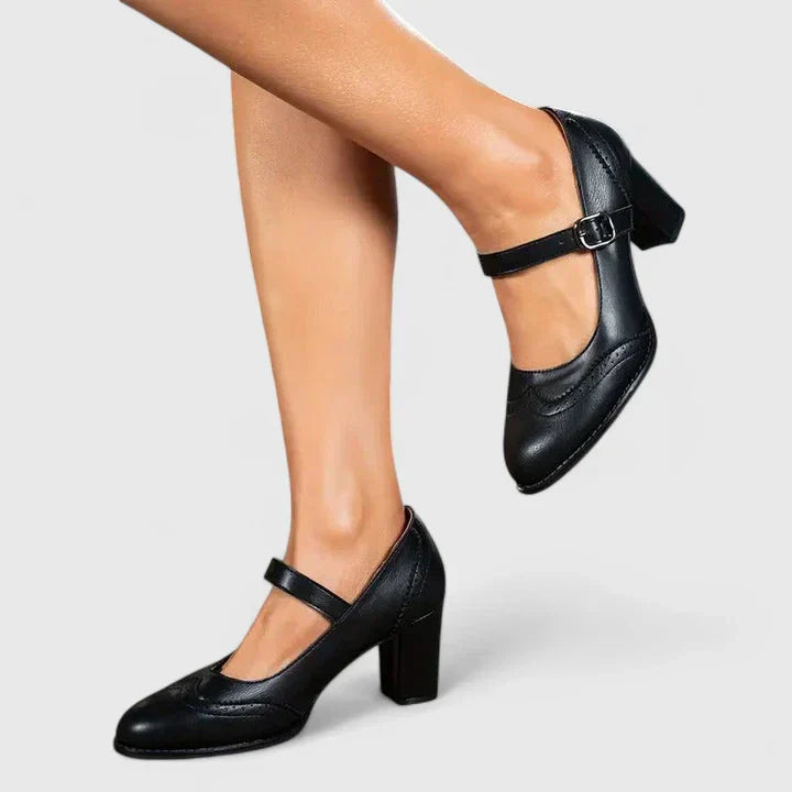 Evangelyn | Damen Mary Jane Pumps mit Blockabsatz