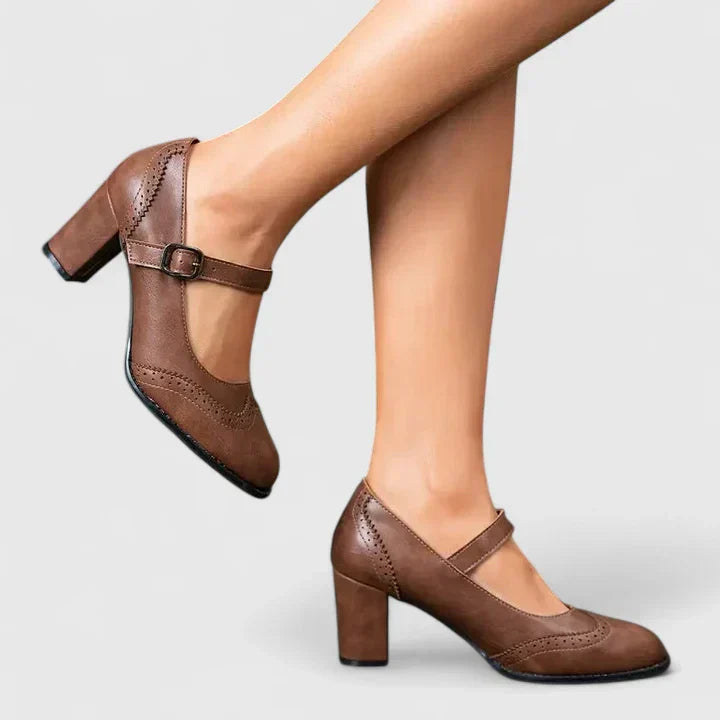 Evangelyn | Damen Mary Jane Pumps mit Blockabsatz