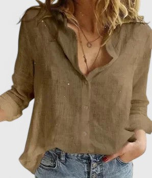 Evelina | Damen Blumendruck V-Ausschnitt Langarm Bluse