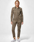Langarm Jumpsuit für Damen mit Druck und Hemdkragen