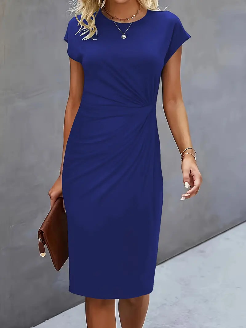 Damen Sommer Drapiert Elegant Bodycon Midikleid