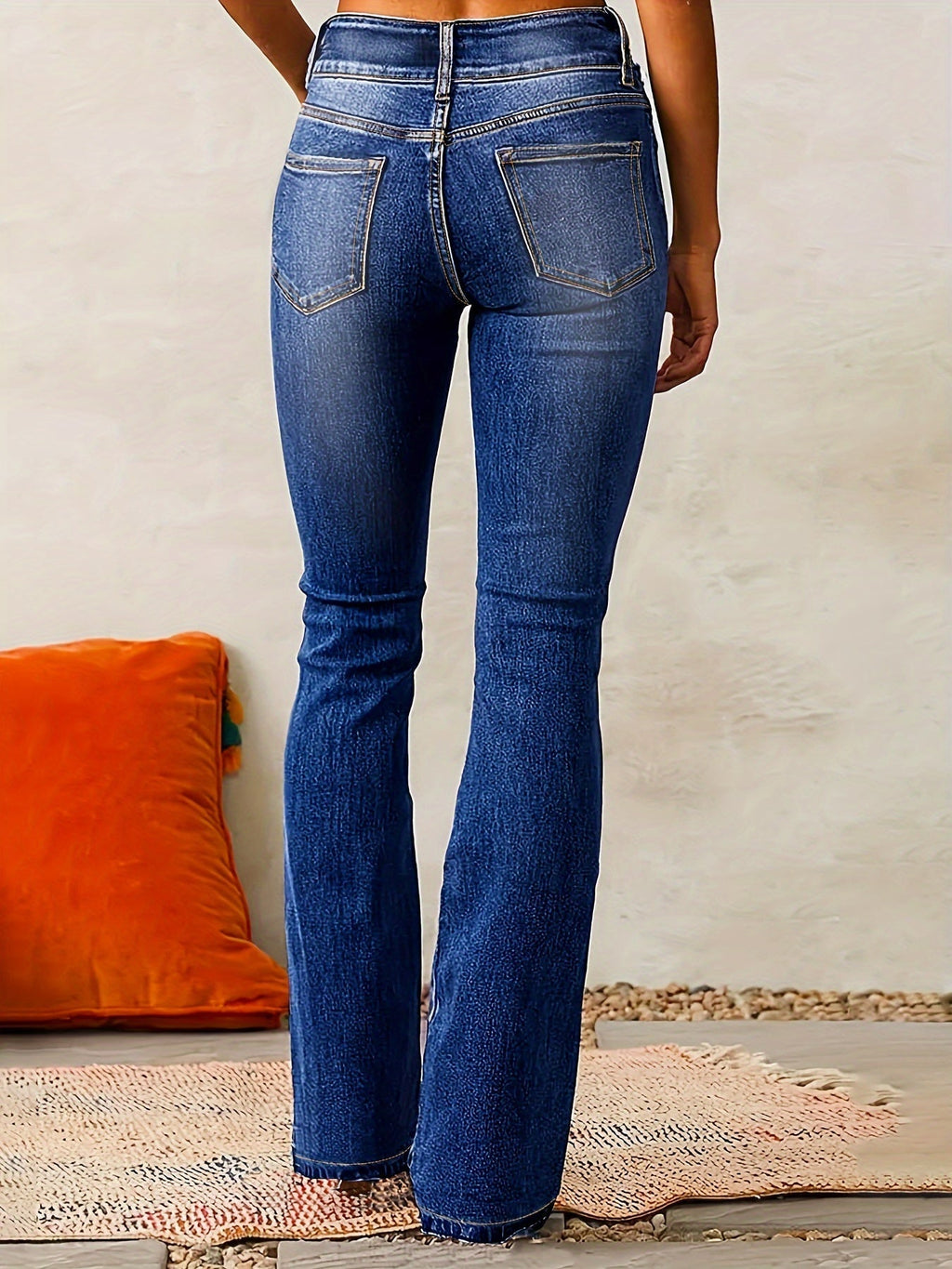 Damen Gerade High-Waist Wide-Leg Jeanshose