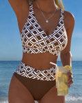 Zweiteiliger Bikini mit BH-Design und Diamantmuster
