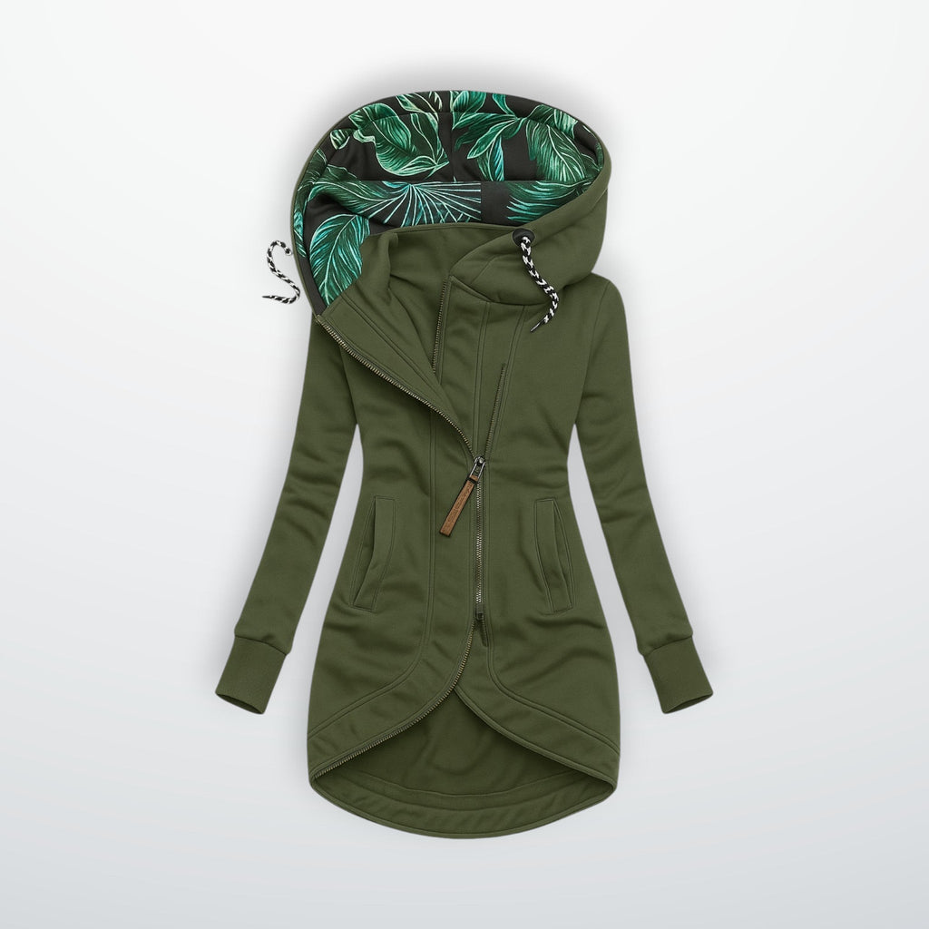 Winddichte Winterjacke für Damen mit verlängertem Rücken