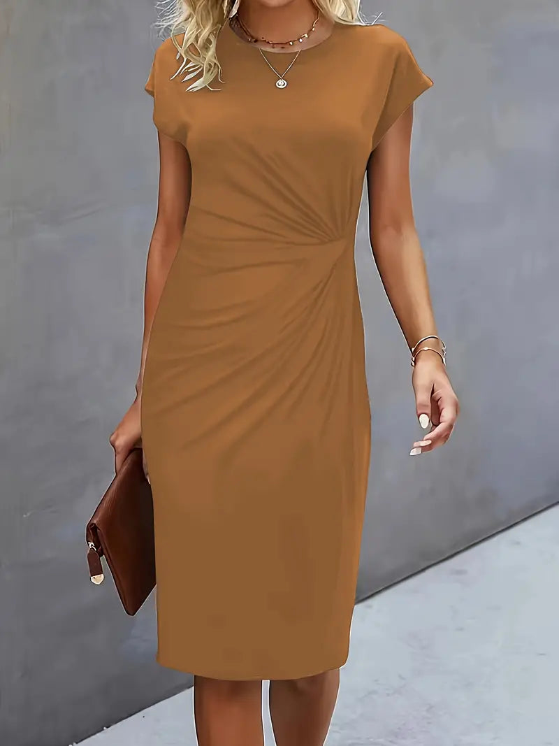Damen Sommer Drapiert Elegant Bodycon Midikleid